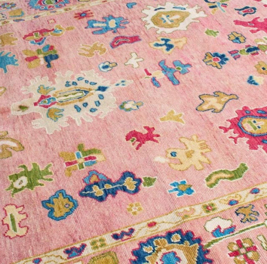 Pink Living Room Rug Hand Knotted Oushak Rug Handmade Wool Rug Etsy