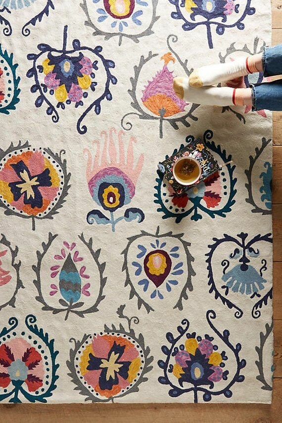 Antique Floral Hand Tufted Rug Beautiful Modern Rug Handmade 100% Wool ...