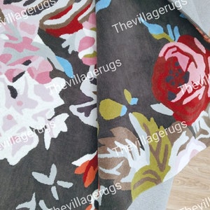 Beautiful Floral Hand Tufted Rug Handmade 100% Wool Rug Luxury Colorful ...