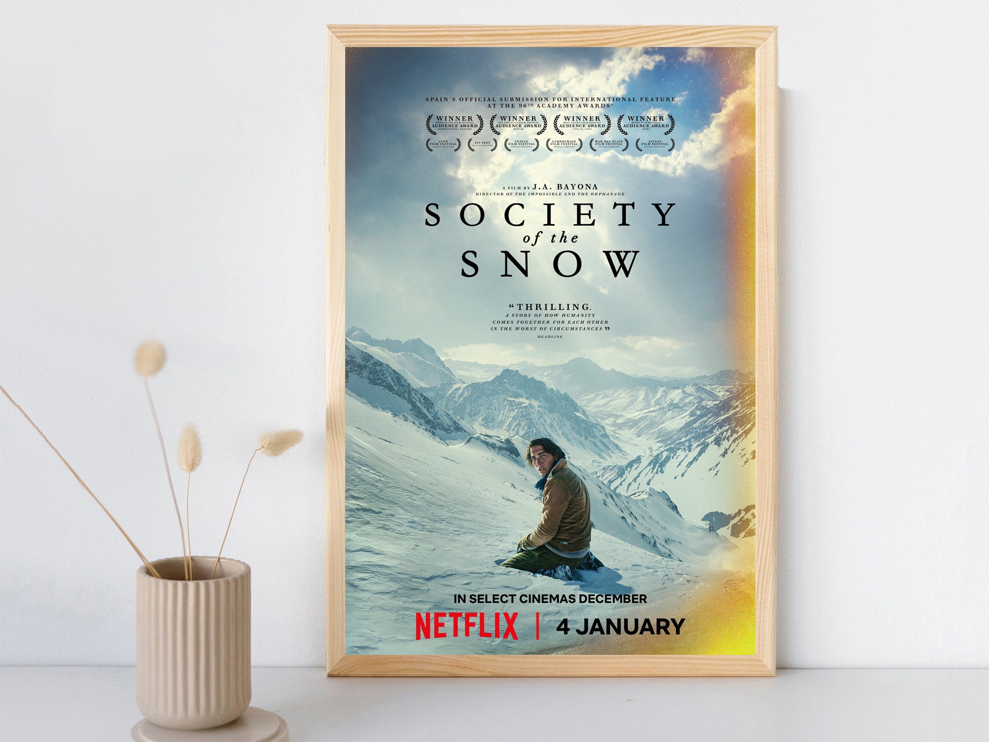 Póster de la película Society of the Snow 2023, película/decoración de la habitación, arte de pared, póster de regalo, impresiones en lienzo Póster de la película Society of the Snow 2023, película/decoración de la habitación, arte de pared, póster de regalo, impresiones en lienzo