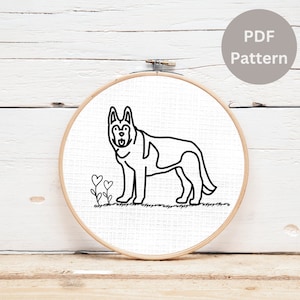 German Shepherd Embroidery Pattern: Dog Lover Gift (PDF Download)