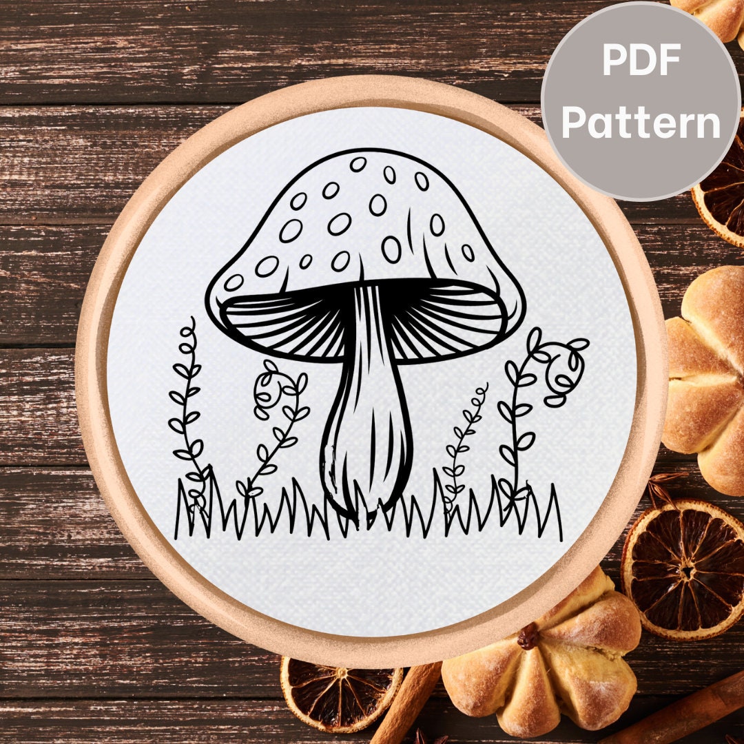 Mushroom Embroidery Pattern; Mushroom Embroidery Design; Hand Embroidery Pattern PDF Digital ...