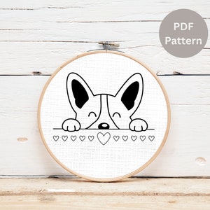 Dog embroidery design, Boston Terrier, French Bulldog embroidery pattern PDF, printable instant download