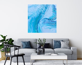 Original large acrylic painting   “AQUA SWISH”  50x40cm. On a deep edge canvas