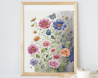 Watercolor Flower Illustration - Digital Download in PNG, Awesome Botanical Art