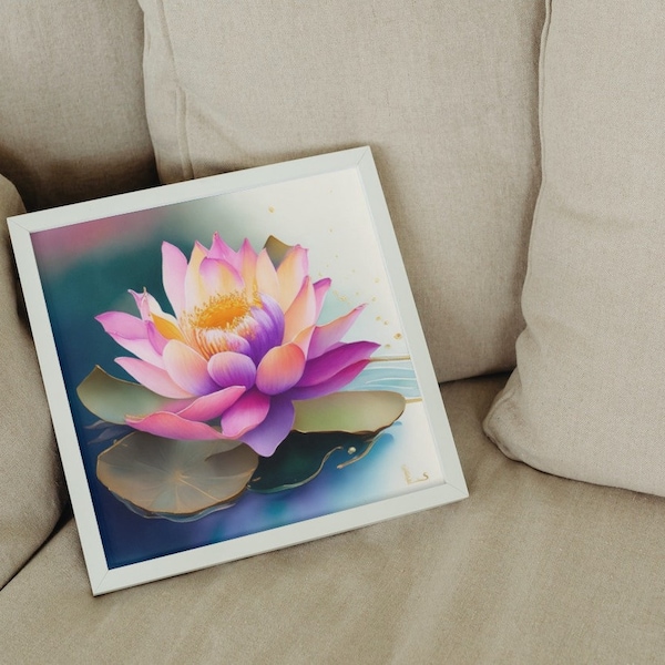 Direct Download Art Print - Lotus Flower: Symbol of Rebirth and Peace - Ideal for Yoga and Meditation - Instant Download!