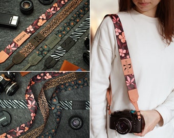 Custom Camera Strap for Women, Photographer Gift, Custom Camera Strap Nikon Canon Sony, Camera Strap Leopard Floral Pattern