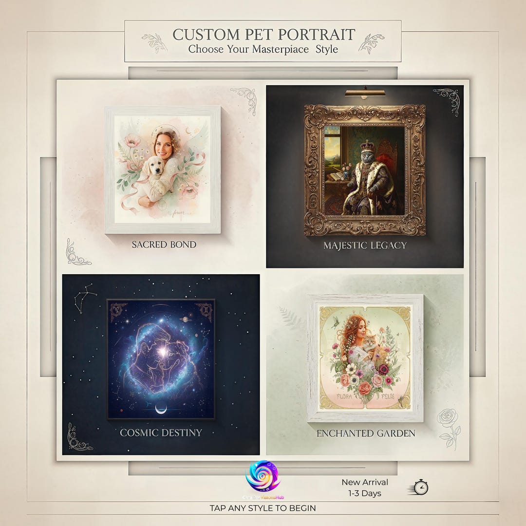 Custom Pet Portrait Digital Download | Dog Cat Art From Photo ...