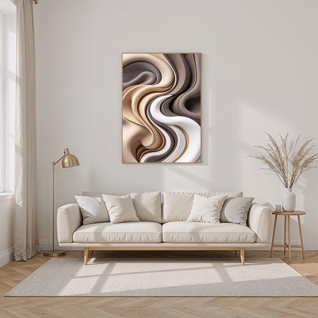 Beige Abstract Wall Art Print: Neutral Minimalist Decor (digital ...