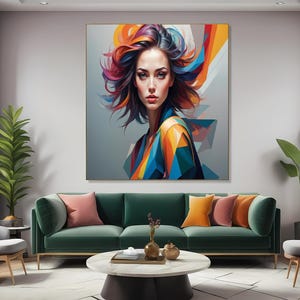 Abstract Woman Portrait: Vibrant Geometric Art (Digital Download)