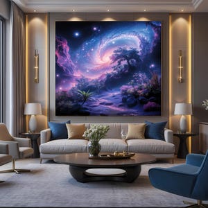 Ethereal Galaxy Dreamscape Art: surrealistische kosmische tuinnevelafdruk (digitale download)