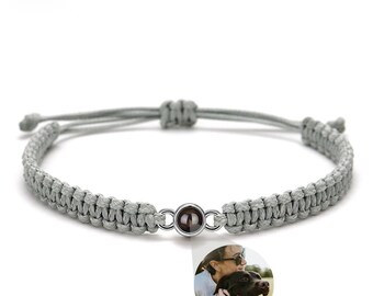 Custom Photo Projection Bracelet,Personalized Picture Projection Beaded Bracelet, Christmas Jewelry,Bracelet for Father Mom,Gift for Him/Her