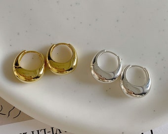 Pendientes de aro grueso de oro, pendientes de aro gruesos delicados de plata de ley 925 para mujer, sin deslustre, pendientes de aro gruesos, regalo para ella