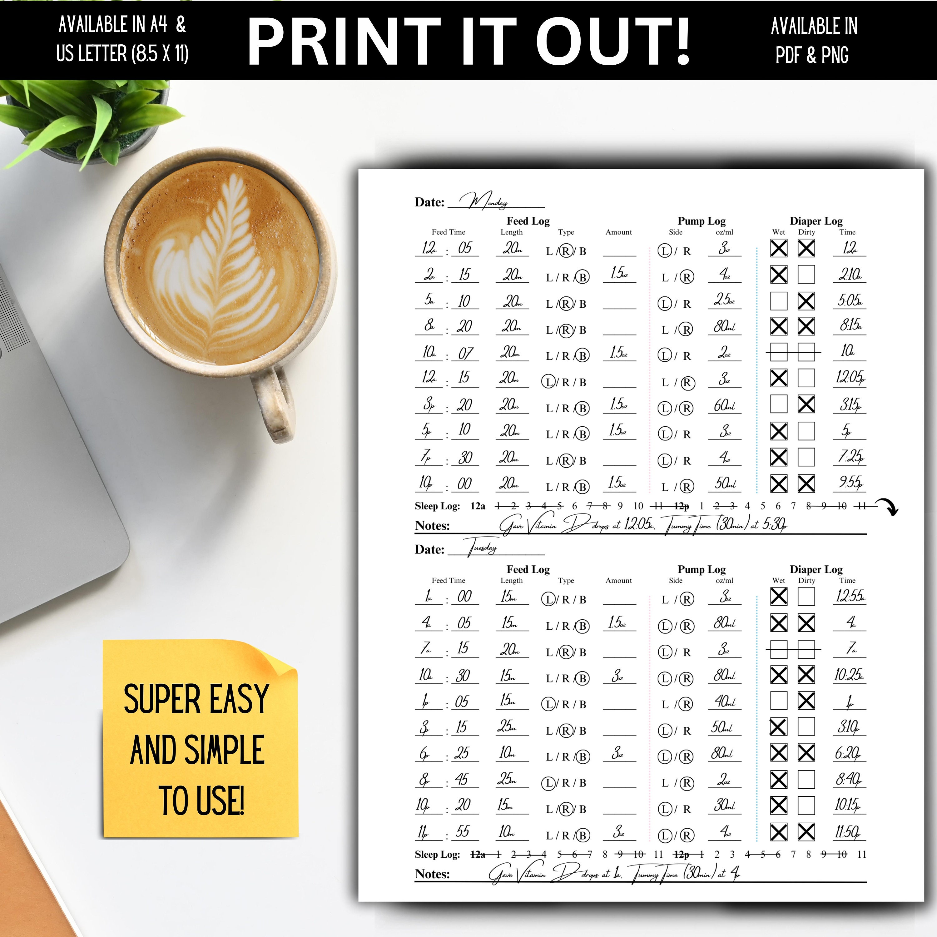 Printable Baby Log, Digital Baby Tracker, Newborn Log, Baby Log, Baby ...