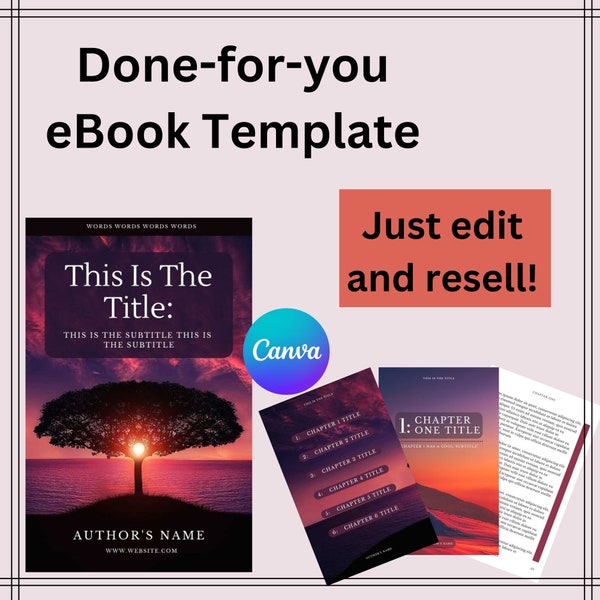 Canva Template eBook PLR Pink Sunset Tree Quote