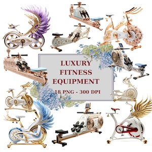 Luxury Fitness Equipment Clipart: PNG Images (Digital Download)