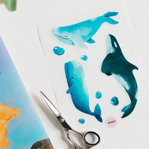 Iron-on pictures whales A5 set for ironing on textiles | Decoration for T-shirts, jeans, hoodies | Patches large small for children babies