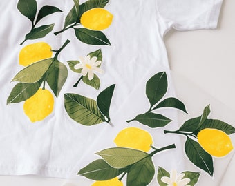 Bügelbilder Zitronen A4-Set zum Aufbügeln auf Textilien | Dekoration für T-Shirts, Jeans, Hoodies | Patches groß für Kinder, Erwachsene