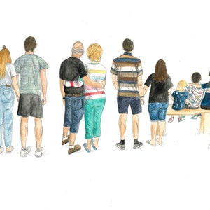 Bespoke Extended Family Watercolour Portrait | Personalised Hand drawn extended family portrait by professional artist and illustrator