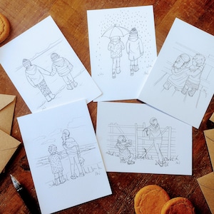 Lot de 10 cartes postales d'aventure pour enfants, impressions à partir d'illustrations dessinées à la main par un artiste et un illustrateur professionnels.