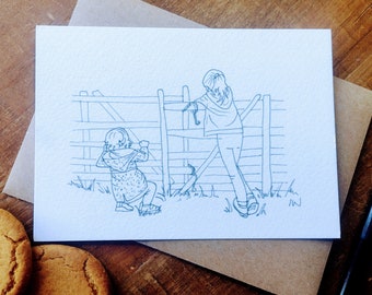 Individual Children countryside adventure Postcard,  prints from hand drawn illustrations by professional artist and illustrator.
