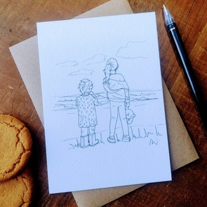 Carte postale aventure pour enfants à flanc de colline, impressions à partir d'illustrations dessinées à la main par un artiste et illustrateur professionnel.