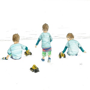 Bespoke Timelapse watercolour painting of child | Personalised Hand drawn watercolour portrait of daughter or son in series of poses