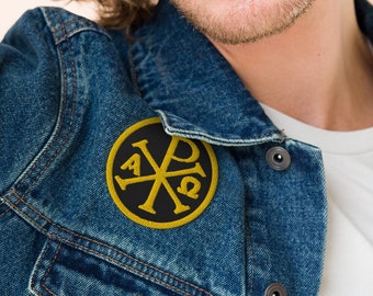 Chi Rho with Alpha and Omega Embroidered Patch | Christian Patch | Morale Patch | Perfect Gift for Christian Biker