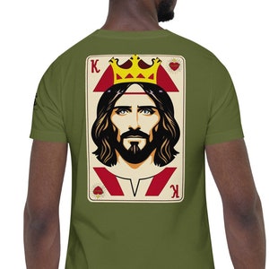 Król Królów, Koszulka z Kartą do Gry Jezusa, Sacred Heart, Christian Streetwear