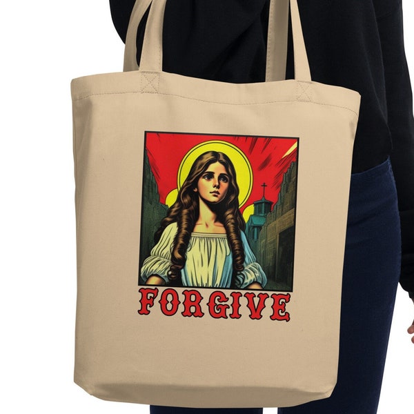 Saint Maria Goretti Eco Tote Bag, Forgive, patroness of young women and victims of assault