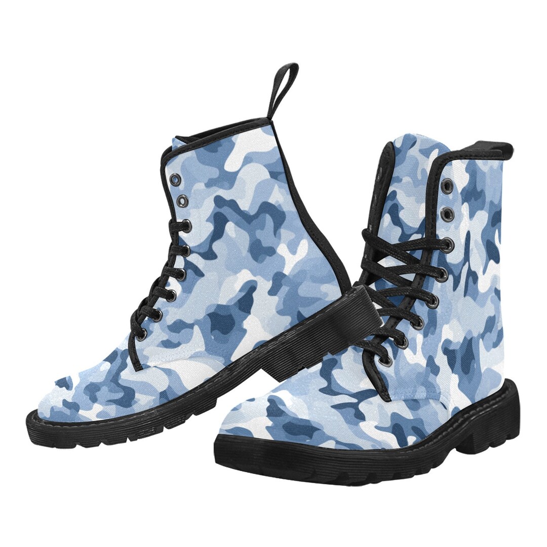 Light Blue Camouflage Womens Marten Style Combat Boots Etsy