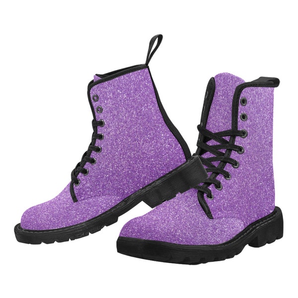 Purple Sparkles Women’s Marten Style Combat Boots
