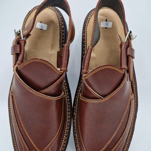 Men's original Handmade Leather Traditional Peshawari Chappal/Sandal Premium Quality sole kaptan style maroon UK size 8,9,10,11. image 10