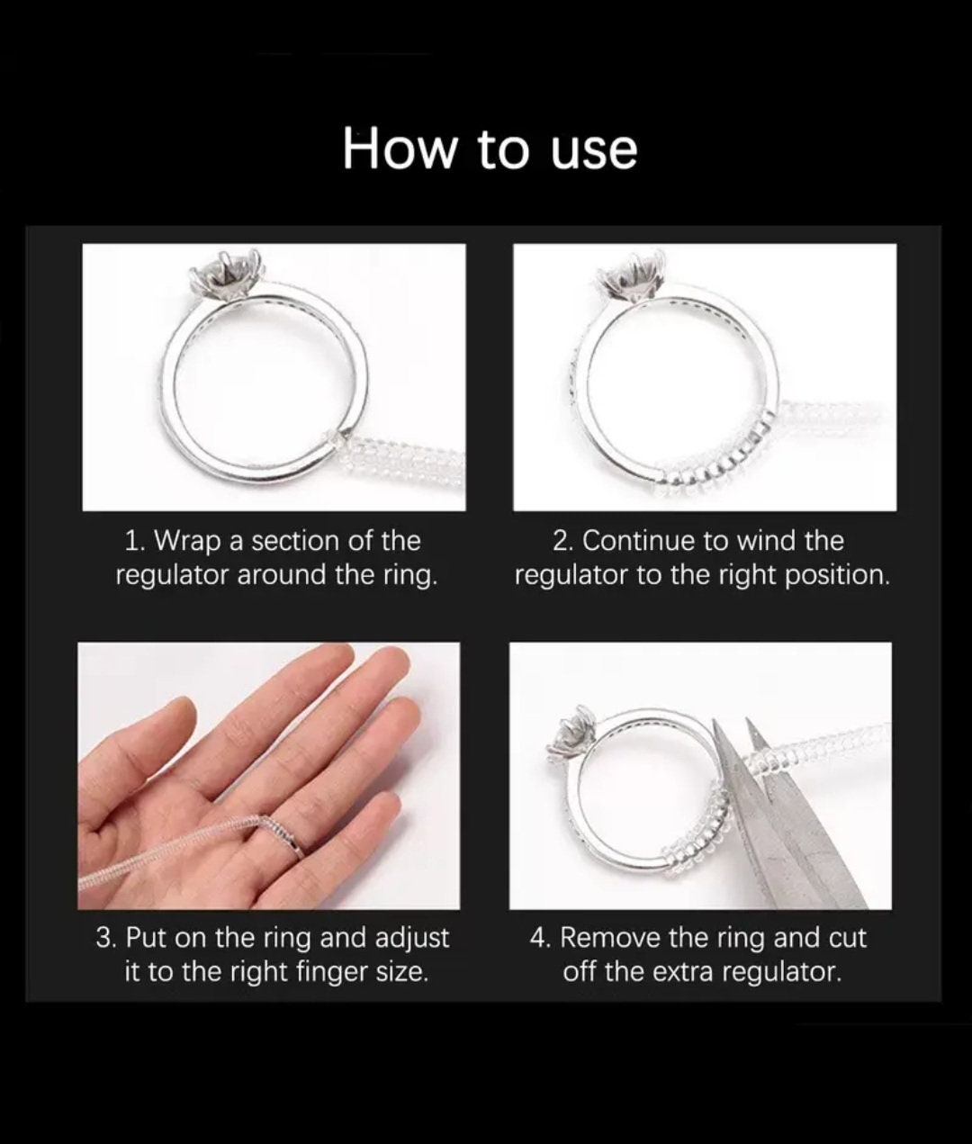 Réducteur De Bague Invisible - Ajusteur De Taille Pour Bagues Trop Grandes - 6 Tailles, Facile à Poser - 2