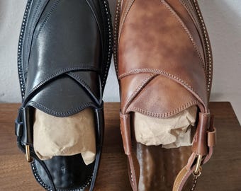 Men's original Handmade Leather Traditional Peshawari Chappal/Sandal Premium Quality Tire sole Black /Brown UK size 8,9,10,11,12