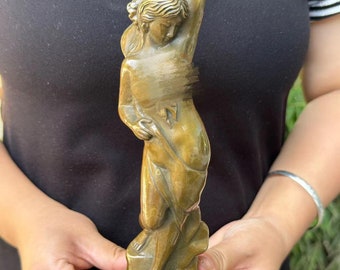 Vintage Copper Woman Statue Vintage Female Lady Sculpture Figurine Retro Decorative Female Statue Copper Greek Goddess Museum Replica. D0447