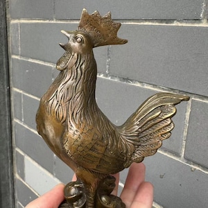 Copper Rooster Figurine statue, Zodiac Chicken Decor for Kitchen Shelf,Feng shui Animal  Home Decoration wealth Statue ornaments gift DE0401