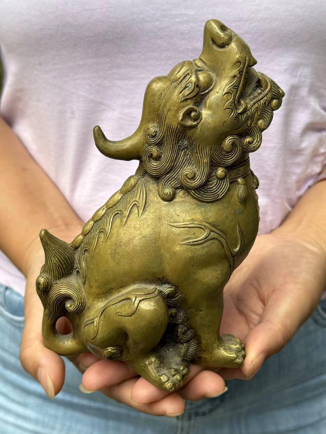 Copper Pi Yao/pi Xiu for Wealth Good Luck Figurine, Feng Shui Winged ...