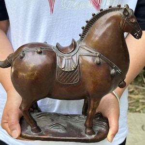 Exquisite Copper War Horse Sculpture home Ornaments Fengshui Decorations Collectable Animals lucky success wealth Table Decor zodiac horse .