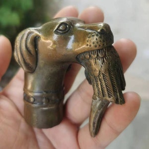 Vintage copper dog Cane Walking Stick Head, Brass Hand Carved Solid Figure Crutch Cane Head Walking Stick Custom Walking Cane for Men gift 5
