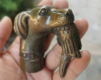 Vintage copper dog Cane Walking Stick Head, Brass Hand Carved Solid Figure Crutch Cane Head Walking Stick Custom Walking Cane for Men gift 5