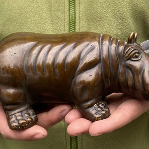 Copper Fengshui Chubby Hippo Figurine Statue lucky hippopotamus animal Figurines Hippo Ornaments Home Accessories Living Room Decoration .