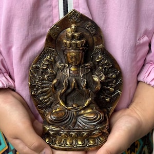 Vintage Thousand Armed Guanyin Statue, Thousand Hands Quan Yin Buddha Statue Buddhist Avalokiteshvara Kuanyin goddess of Compassion DE0357