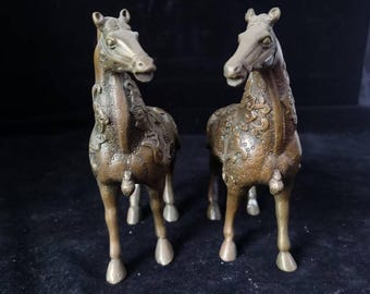 A Pair of Brass Horses Symbolic Feng Shui Decor