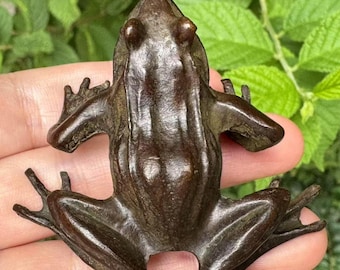 Copper frog statue fengshui decor, Brass FengShui Royal toad Golden Statue Luck Success Home Décor Sculpture Gift Lucky Mini frog zen DE0505