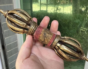 ネパール製合金チティパティ(スカル)数珠　マーラー　ヴィンテージオールドストック チベット銅ドルジェ仏教マハーカラ仏ネパール金剛力プルバお守り宗教