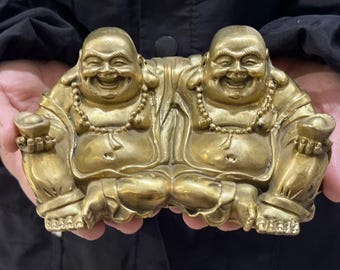 笑う仏像：赤と金の磁器の弥勒菩薩像、中国の富貴装飾 - Etsy 日本