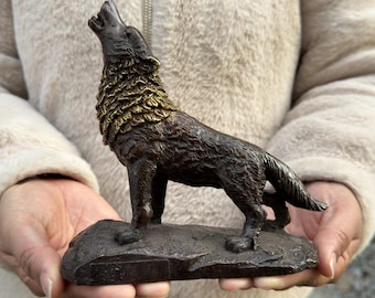 Copper Wealth Bronze Wolf Statue Feng Shui Decor Animals Figurine Home Decor running wolf beast Ornaments, Housewarming Congratulatory DE019