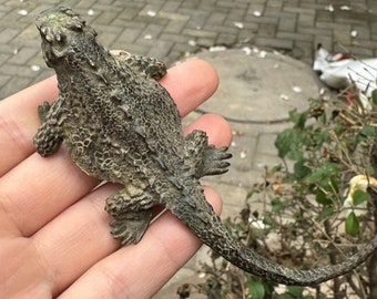 Copper lizard Sculpture Feng Shui Decor Small Ornaments Brass statue Tea pet home Decoration Miniature Animals Garden decor Figurines DE0210