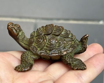 Vintage Copper Turtle Statue, Retro Lucky animals Figures Home Decor Business gifts ,Longevity Tortoise Feng Shui Ornament Symbol of Peace